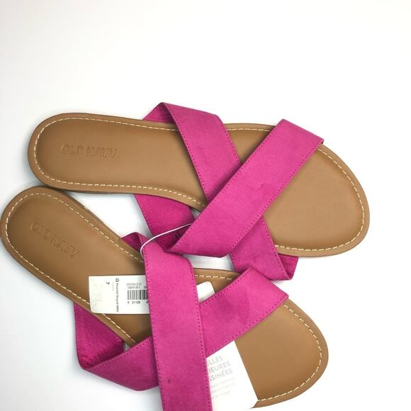 Old Navy Bright Pink Cross Strap Slide size 7 - Picture 1 of 15